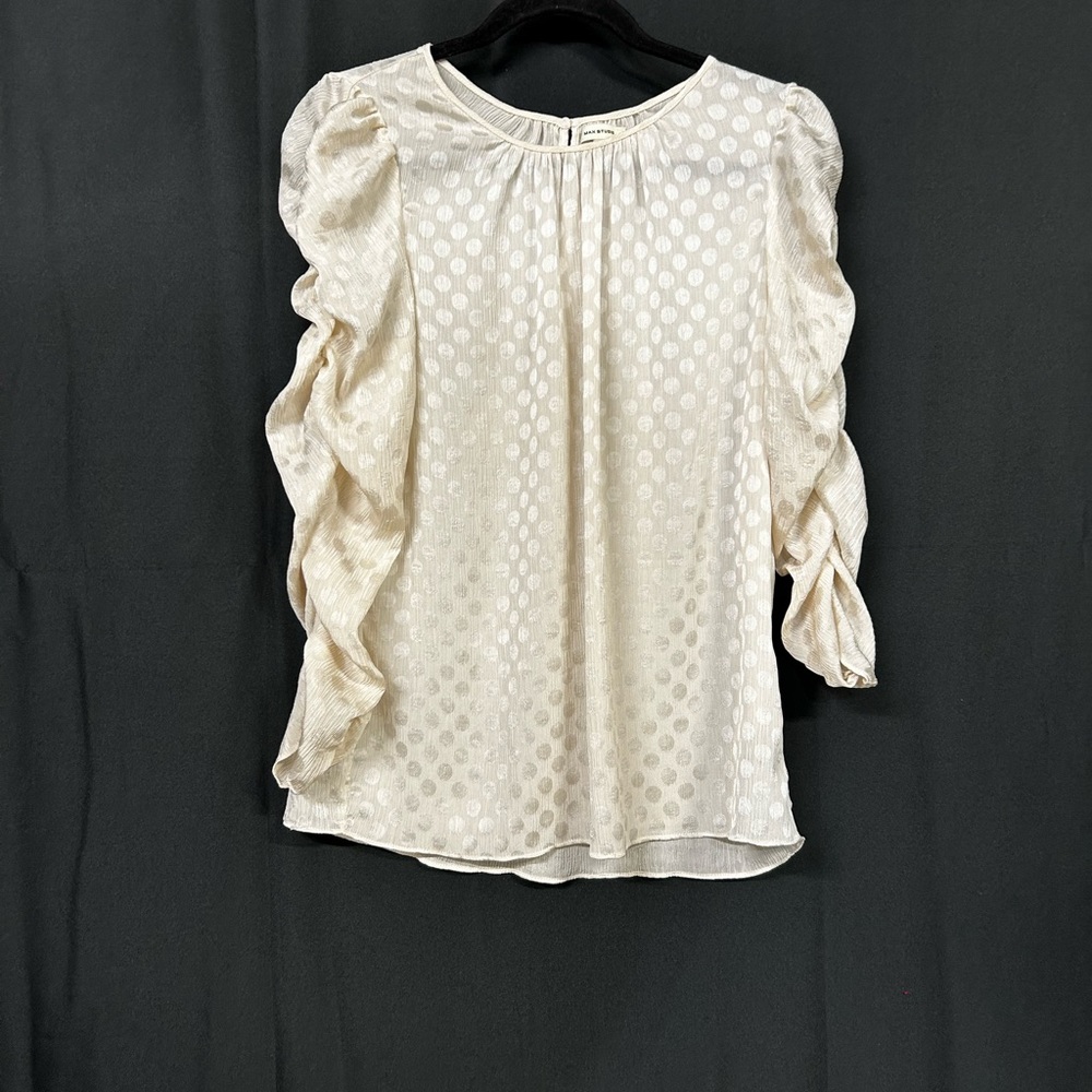 Max Studio Cream Polka Dot Blouse